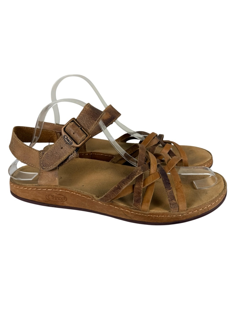 Chaco Fallon Brown Leather Strappy Sandals Toasted Brown Sz 10